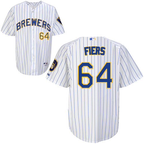 Mike Fiers #64 MLB Jersey-Milwaukee Brewers Men's Authentic Alternate Home White Baseball Jersey